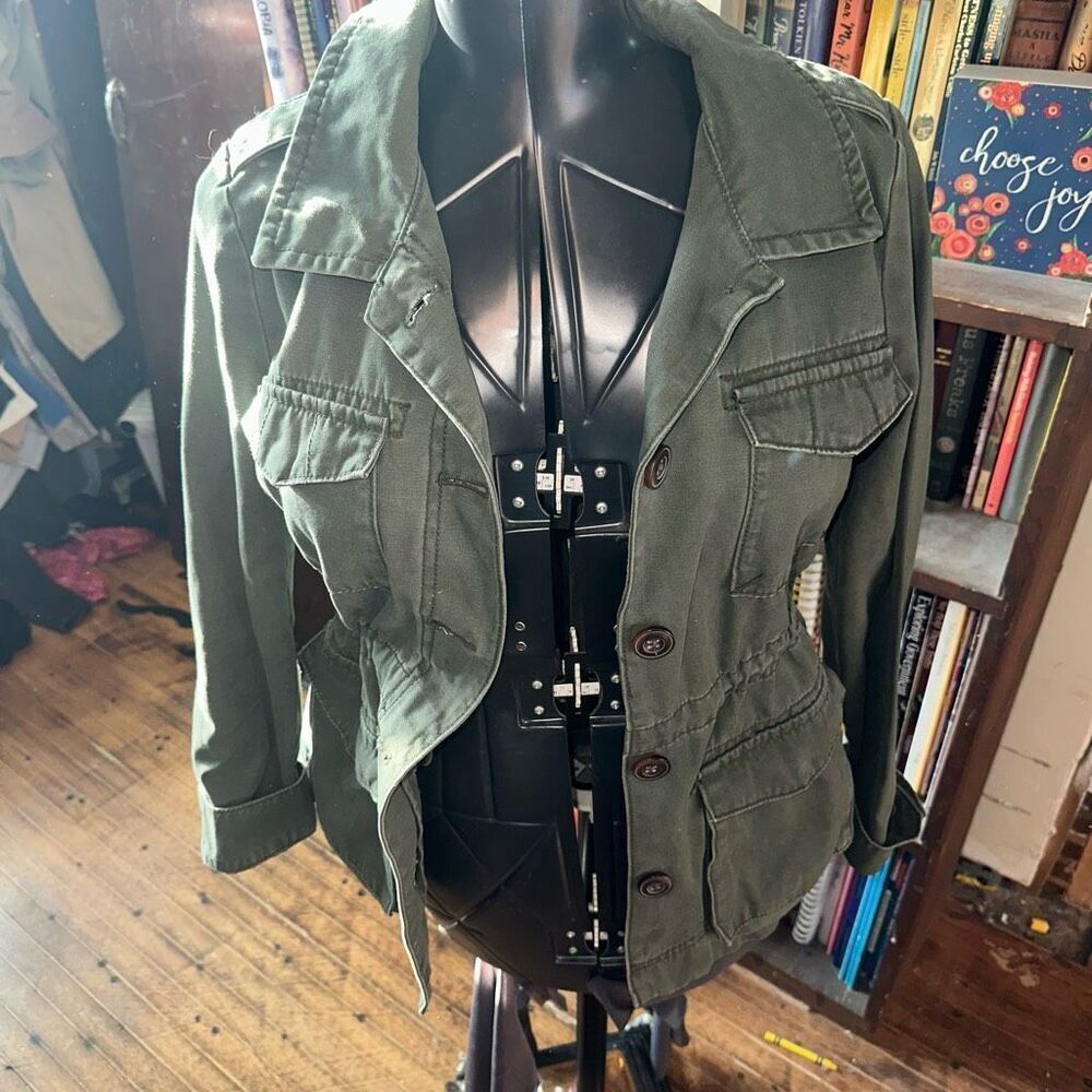 Old Navy green utility elevated basics minimalist S drawstring jacket